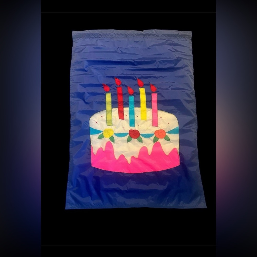 Birthday Cake Hand Crafted Decor Flag
